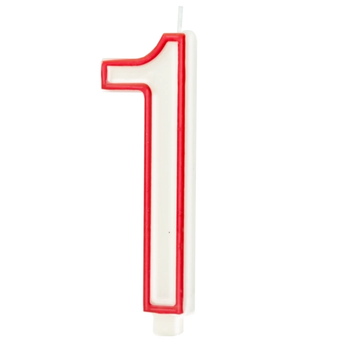 Lumânare de aniversare în formă de cifra 1 – contur roșu, 13 cm