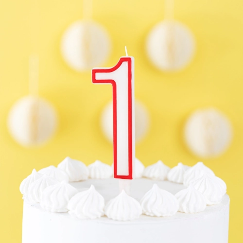 Lumânare de aniversare în formă de cifra 1 – contur roșu, 13 cm
