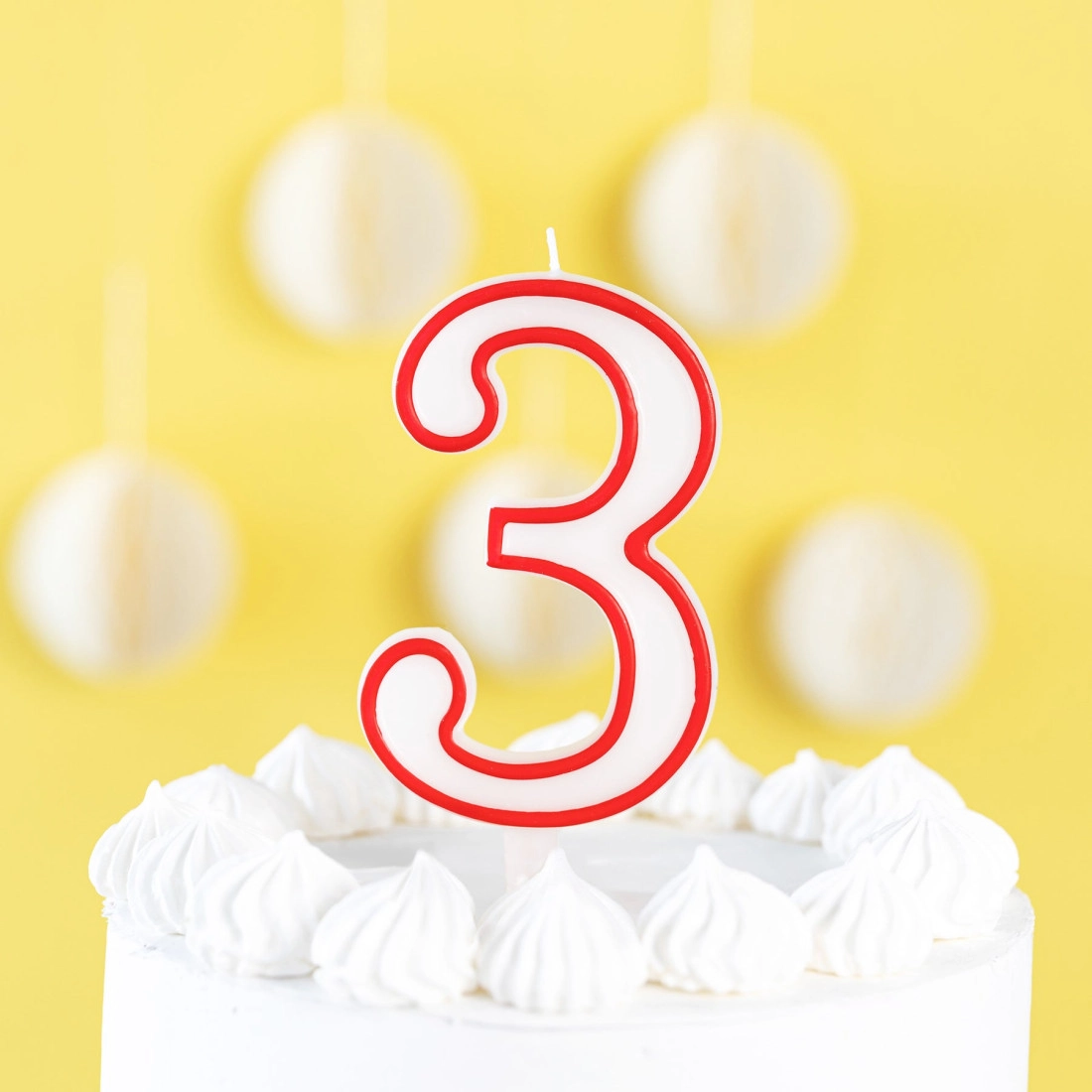 Lumânare de aniversare în formă de cifră 3 – contur roșu, XL 13 cm