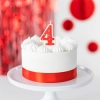 Lumânare de aniversare în formă de cifra 4 – contur roșu, steluțe colorate