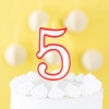 Szülinapi gyertya 5-ös szám formában – piros szegéllyel, XL 13 cm