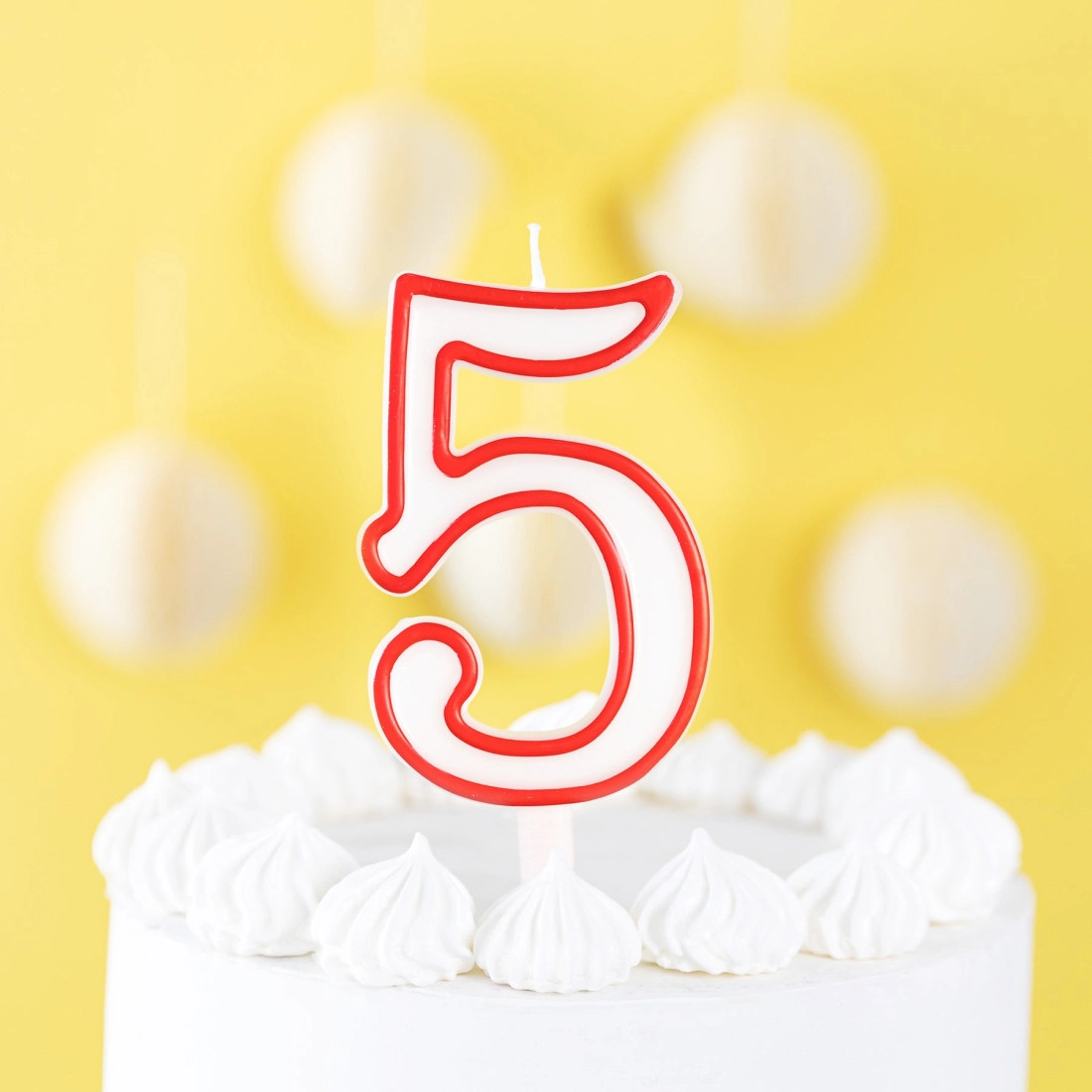Szülinapi gyertya 5-ös szám formában – piros szegéllyel, XL 13 cm