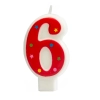 Lumânare de aniversare în formă de cifra 6 – contur roșu, steluțe colorate