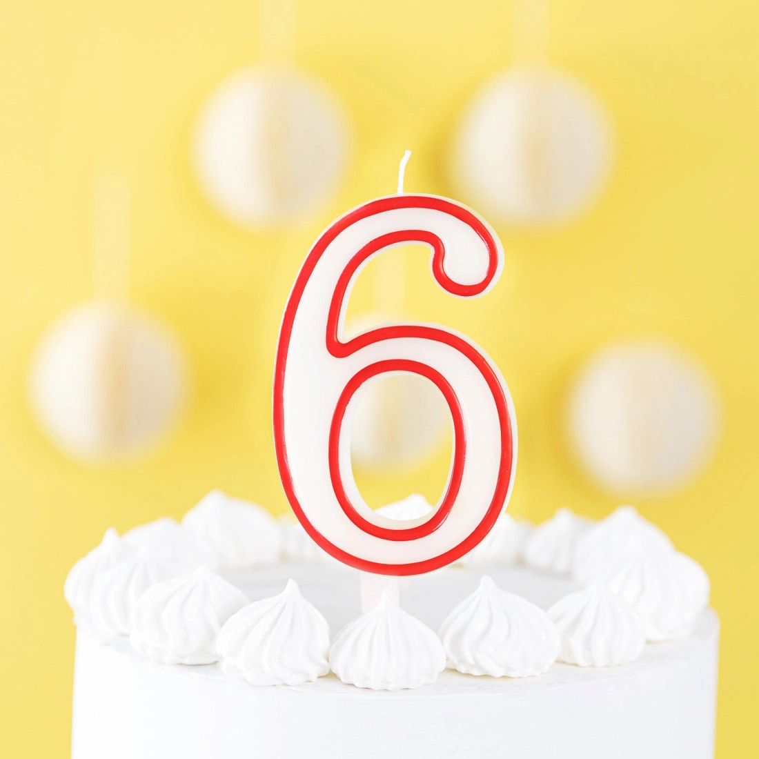Lumânare aniversară în formă de cifră 6 – contur roșu, XL 13 cm