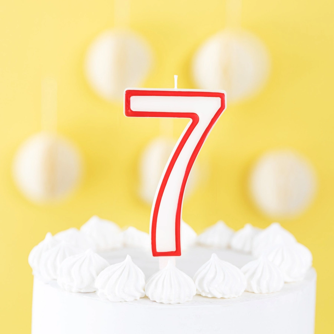 Szülinapi gyertya 7-es szám alakban – piros szegéllyel, XL 13 cm