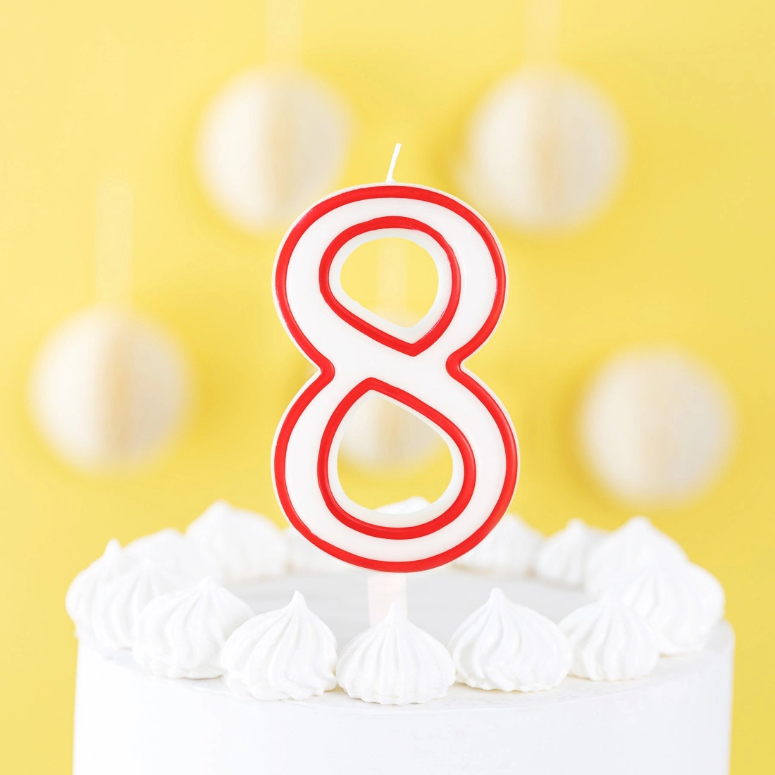 Szülinapi gyertya 8-as szám alakban – piros szegéllyel, XL 13 cm