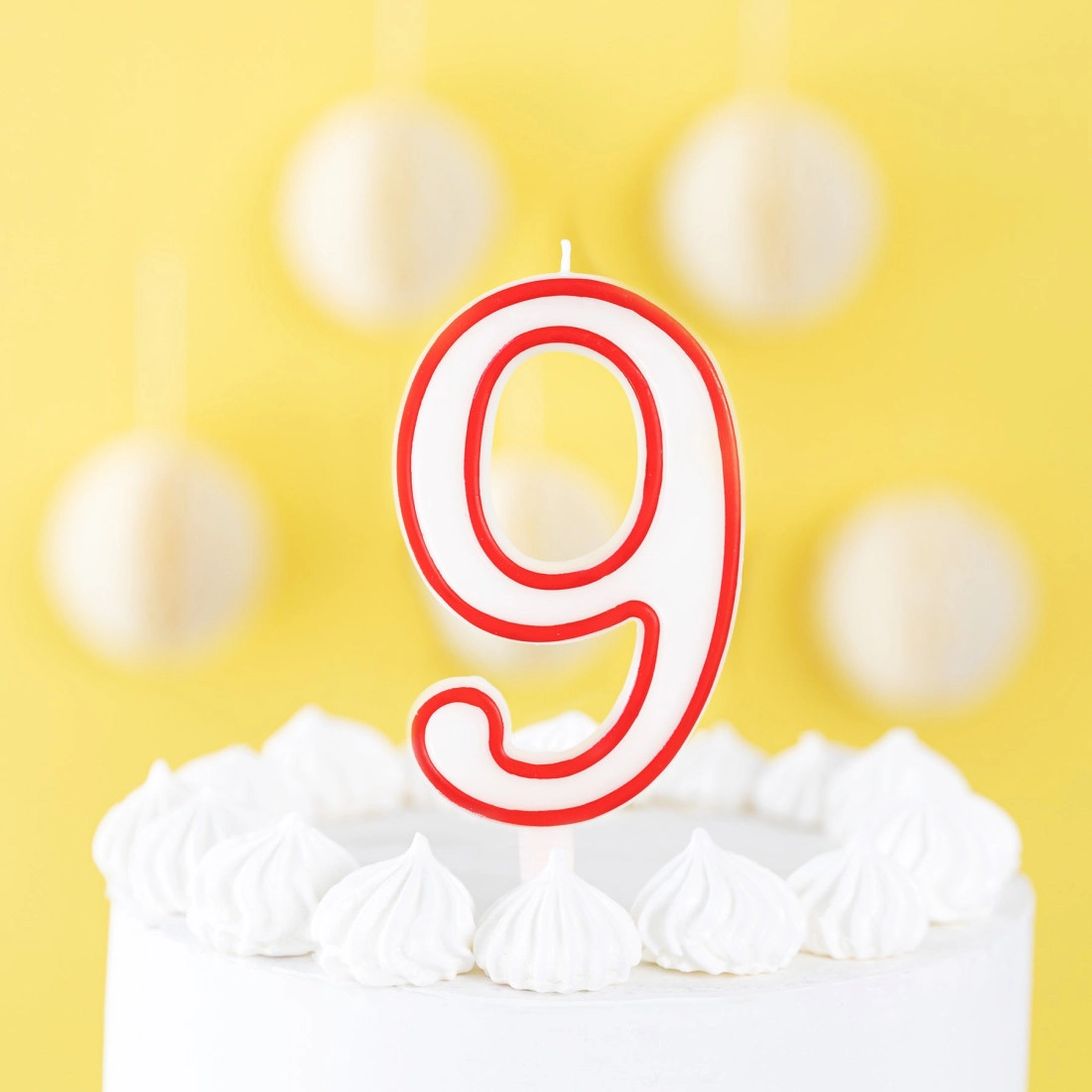 Szülinapi gyertya 9-es szám alakban – piros szegéllyel, XL 13 cm