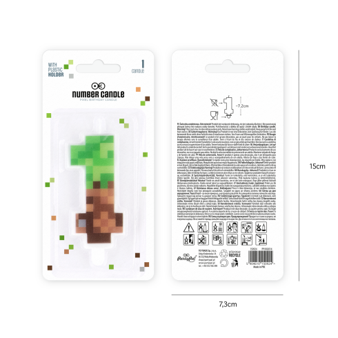 Minecraft születésnapi tortagyertya, 1-es szám, 7 cm Minecraft születésnapi tortagyertya, 1-es szám, 7 cm