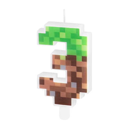 Narodeninová tortová sviečka Minecraft číslo 3, 7 cm Narodeninová tortová sviečka Minecraft číslo 3, 7 cm