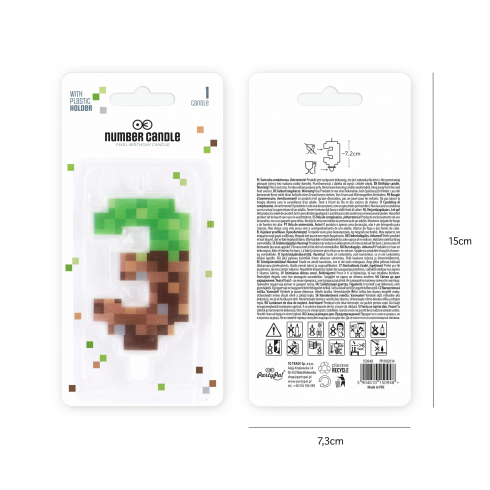 Narodeninová tortová sviečka Minecraft číslo 3, 7 cm Narodeninová tortová sviečka Minecraft číslo 3, 7 cm