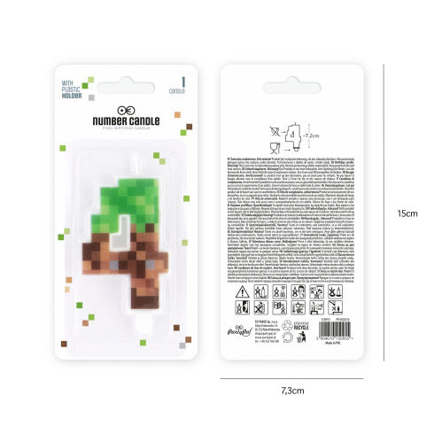 Minecraft születésnapi tortagyertya, 4-es szám, 7 cm Minecraft születésnapi tortagyertya, 4-es szám, 7 cm