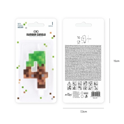 Narozeninová dortová svíčka Minecraft číslo 4, 7 cm