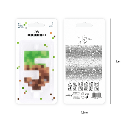 Minecraft születésnapi tortagyertya, 5-ös szám, 7 cm Minecraft születésnapi tortagyertya, 5-ös szám, 7 cm