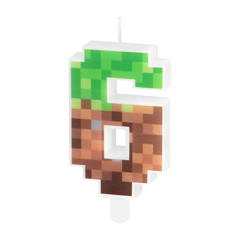 Minecraft születésnapi tortagyertya, 6-os szám, 7 cm Minecraft születésnapi tortagyertya, 6-os szám, 7 cm