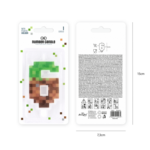 Minecraft születésnapi tortagyertya, 6-os szám, 7 cm Minecraft születésnapi tortagyertya, 6-os szám, 7 cm