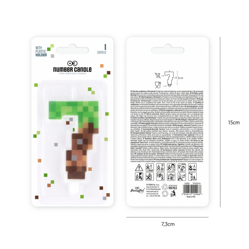Minecraft születésnapi tortagyertya, 7-es szám, 7 cm Minecraft születésnapi tortagyertya, 7-es szám, 7 cm