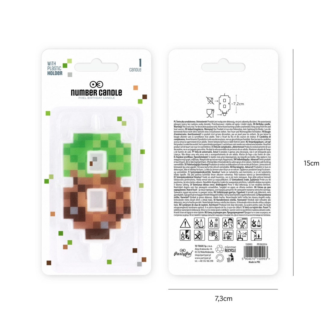 Minecraft születésnapi tortagyertya 8-as szám, 7 cm