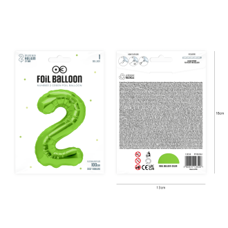 Rojstnodnevni balon številka 2, zelen, 100 cm