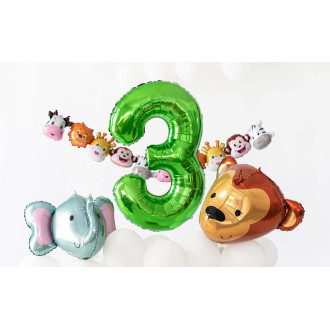 Rojstnodnevni balon številka 3, zelen, 100 cm