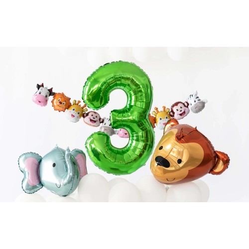 Szülinapi zöld szám lufi 3, 100 cm