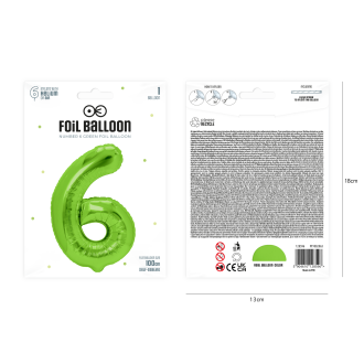 Rojstnodnevni balon številka 6 zelen, 100 cm