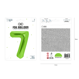 Rojstnodnevni balon številka 7, zelen, 100 cm