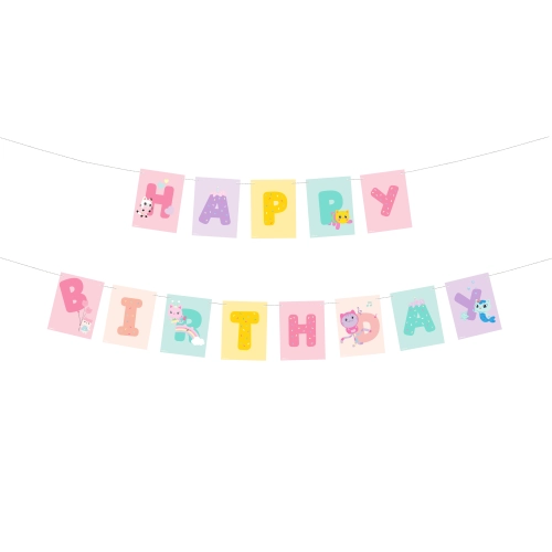 Banner de aniversare Happy Birthday Gabby’s Dollhouse 180 cm