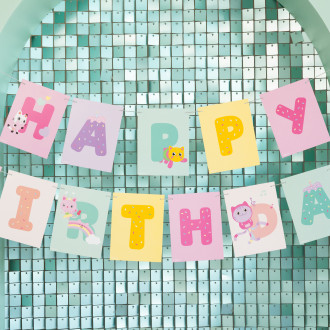 Happy Birthday szülinapi banner – Gabby’s Dollhouse, 180x15 cm