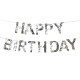 Szülinapi banner HAPPY BIRTHDAY ezüst, 2,2 m, fólia betűk