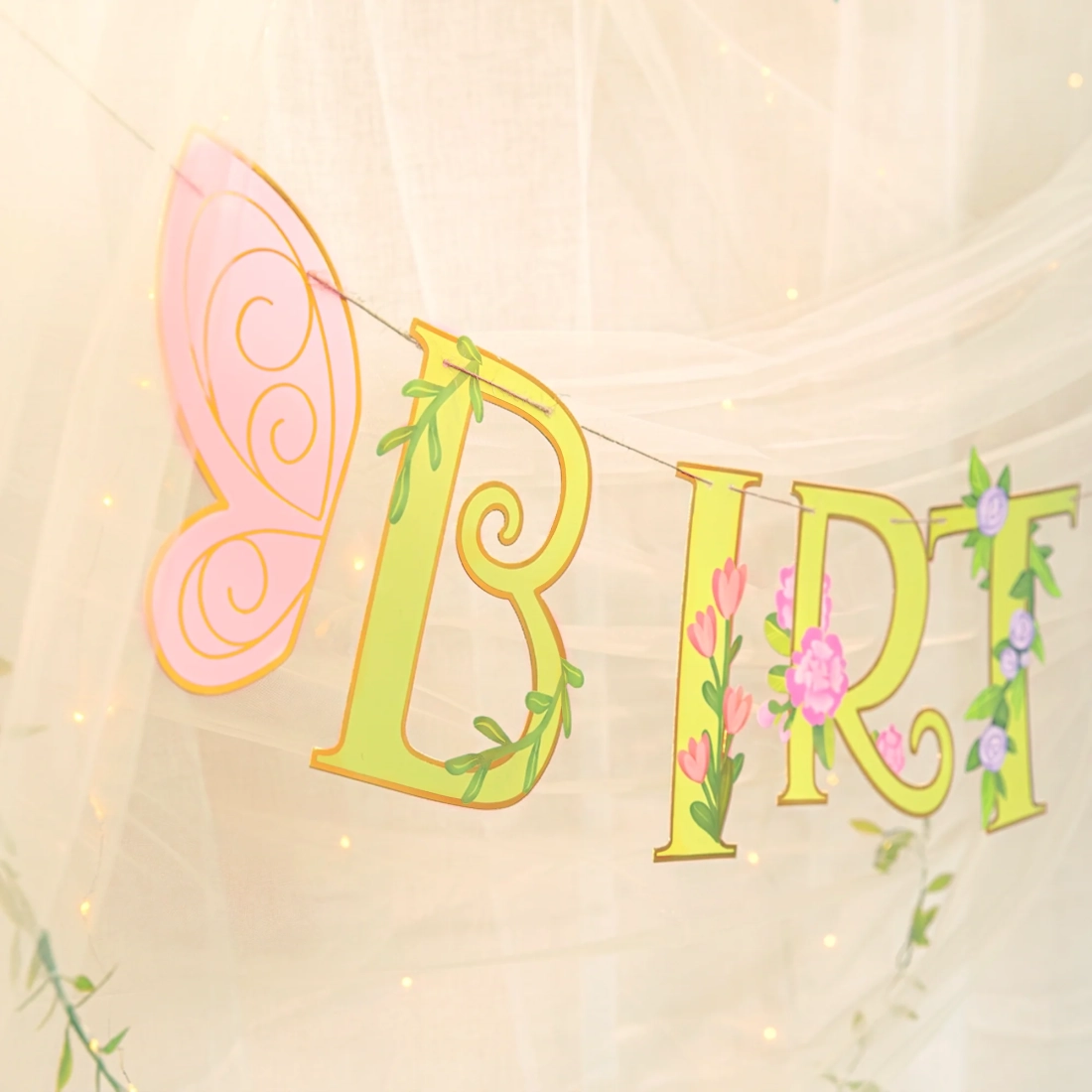 Narodeninový banner Happy Birthday Víly 210x22 cm