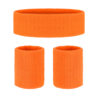 Neonszínű sportos csuklópánt és fejpánt partyhoz, narancssárga szett