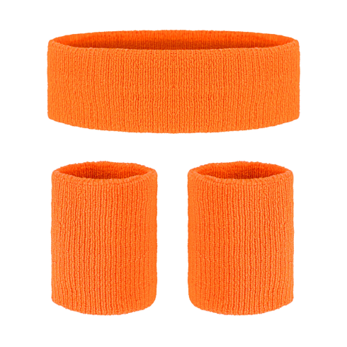 Neonski športni trakovi za zapestje in naglavni trak za zabavo, oranžen komplet