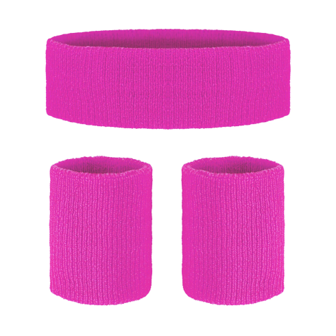 Neon rožnat športni set zapestnice in naglavnega traku za zabave