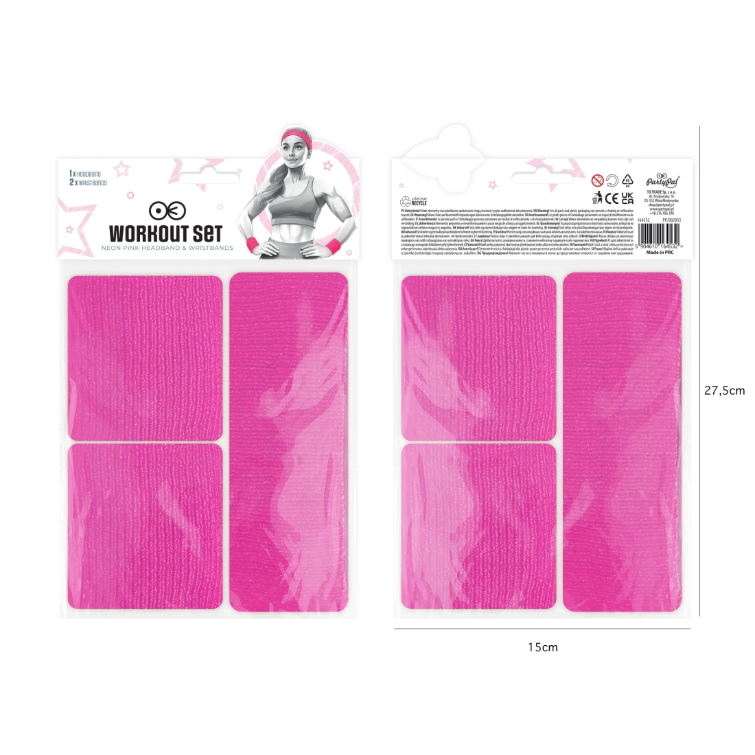 Neonski ružičasti sportski set znojnica i trake za glavu za zabave