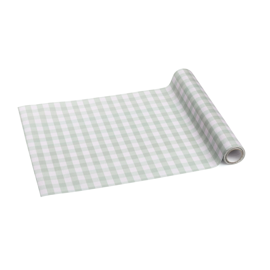 Nemszőtt asztalterítő rácsmintás, zsályazöld, 40x500 cm