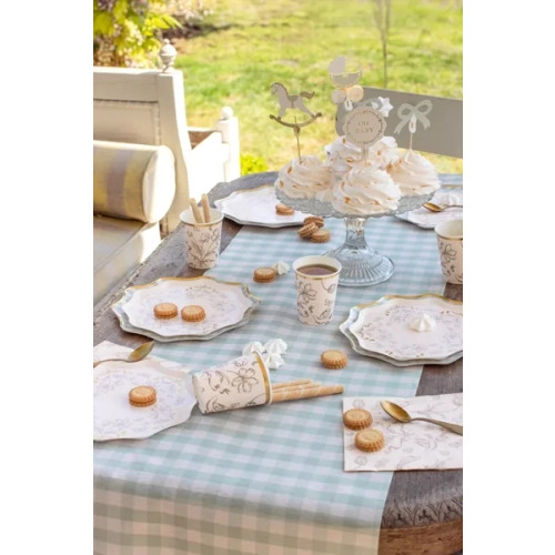 Feșă netesută pentru masă, model carouri salvie, 40x500 cm