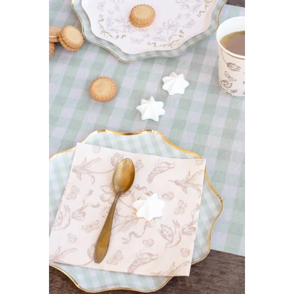 Nemszőtt asztalterítő rácsmintás, zsályazöld, 40x500 cm