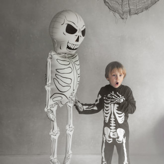 Óriási fólia lufi Csontváz XXL 129 cm – krém-fekete Halloweenre