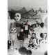 Óriási fólia lufi Csontváz XXL 129 cm – krém-fekete Halloweenre