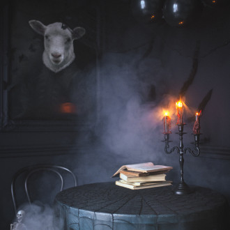 Kerek pókfonál mintás terítő, fekete-szürke, poliészter, átmérő 124 cm