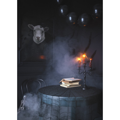 Okrogel prt Pajčevina črno-siv, poliester, premer 124 cm