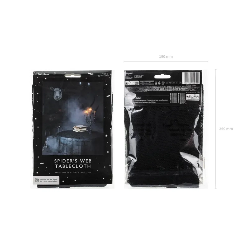 Față de masă rotundă Pavučina, negru-gri, poliester, diametru 124 cm