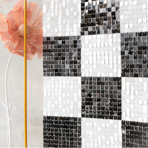 Műanyag, fekete flitterpanel fotófalhoz, 30x30 cm