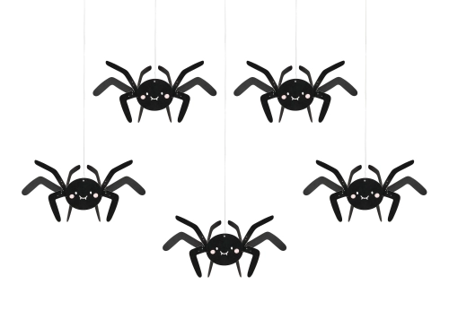 Decorațiune din hârtie, păianjeni negri 27x17 cm – set 5 bucăți, DIY Halloween