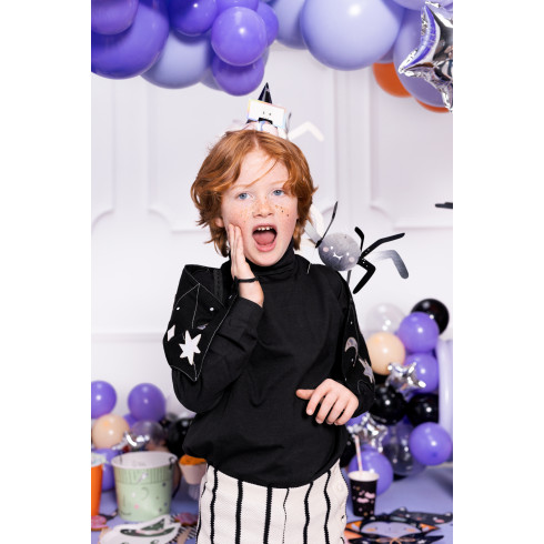 Papír dekoráció fekete pókok 27x17 cm – 5 db-os szett, DIY Halloween