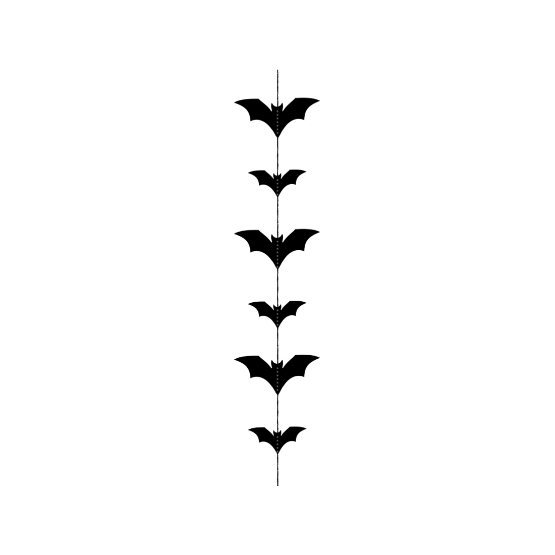 Ghirlandă din hârtie cu lilieci, neagră, 1,5 m – decorațiune de Halloween