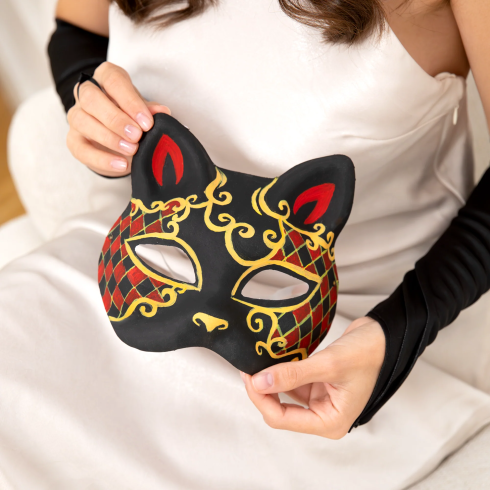 Papirnata maska mačka za zabavo DIY bela