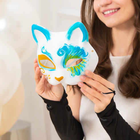 Papirnata maska mačka za zabavo DIY bela