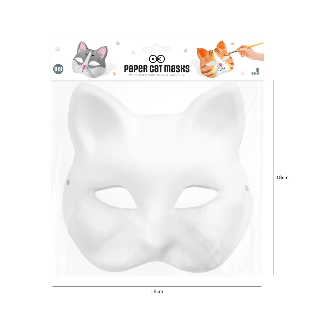 DIY bijela papirnata maska mačke za party
