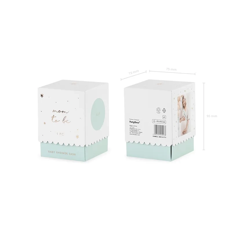 Eșarfă din hârtie “Mom to Be” – Tiffany albastru deschis, 75 cm